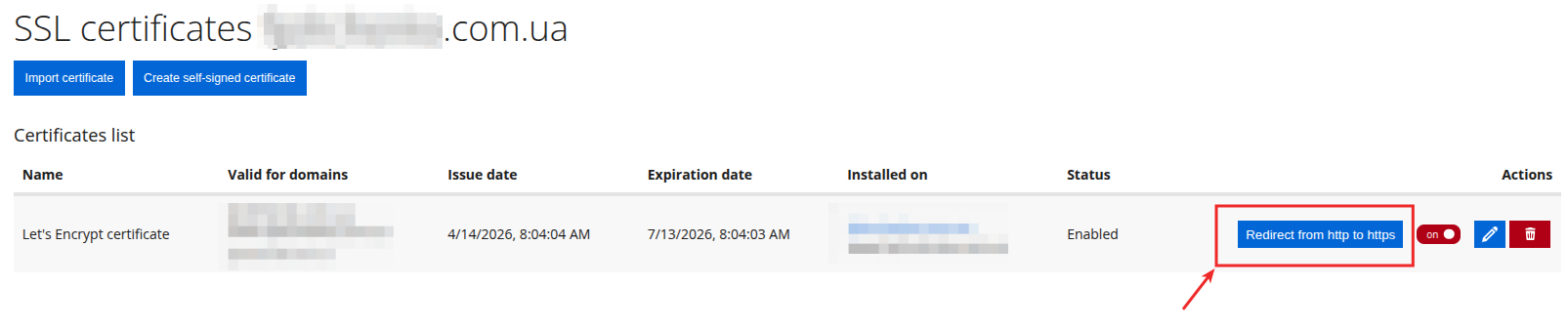 redirect from http to https