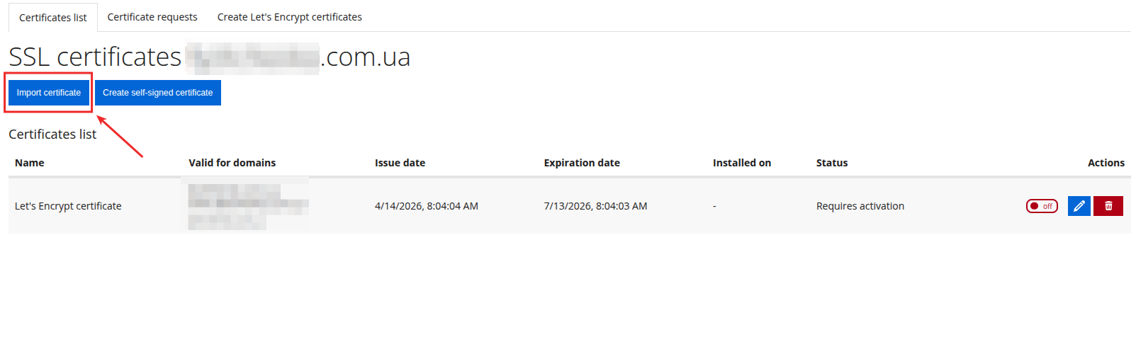 import SSL certificate